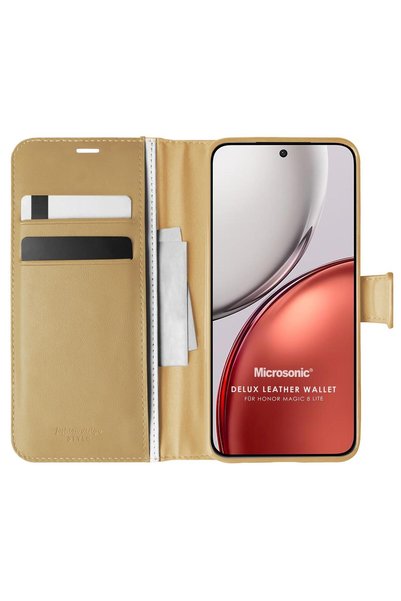 Microsonic Honor Magic 8 Lite Case Delux Leather Wallet Gold