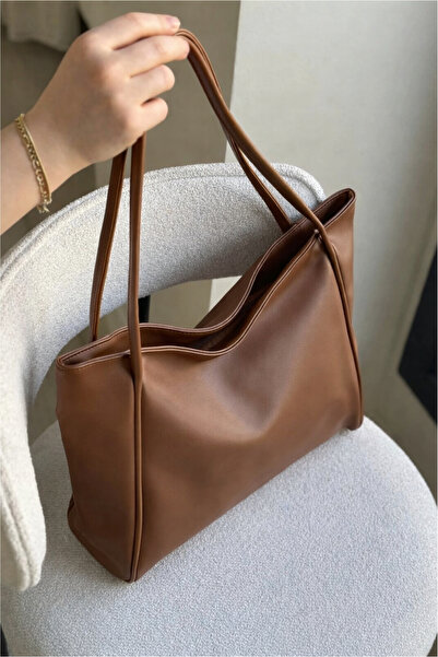 Lemur Leather Taba Yumuşak Deri Kadın Omuz Çantası – Büyük Boy (40x30) – Geni...