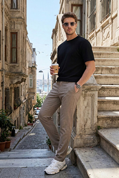 Buratti Slim Fit Normal Waist Tapered Leg Trousers Men's Pants 6843649