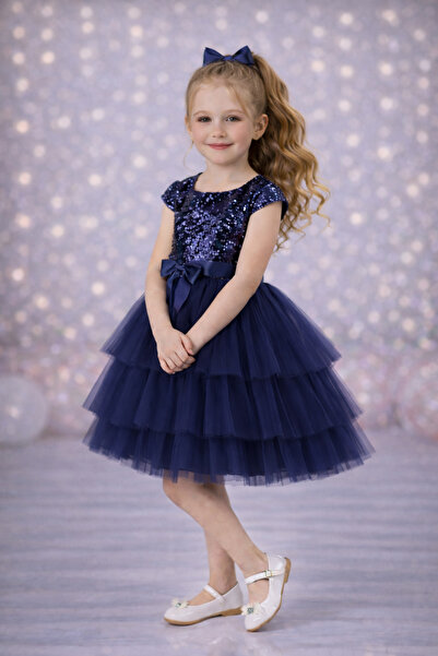 RUMİ KİDS Kız Çocuk Tokalı Kollu Abiye Parti Doğumgünü Elbisesi Eteksiz