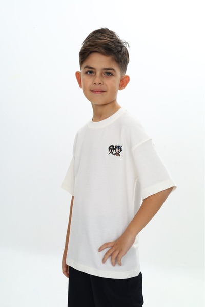 Bisiklet yaka Kısa Kol Erkek Çocuk T-shirt -F4180