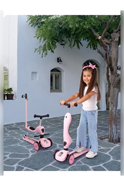 Empressco Premium Oturaklı Pembe Scooter 3 Tekerlekli Led Işıklı Scooter Yüks...
