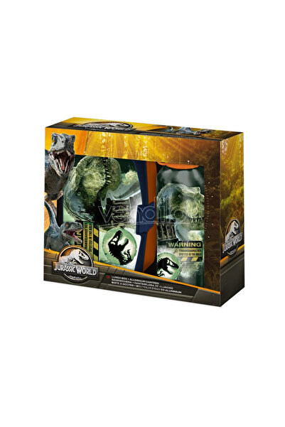 JURASSIC WORLD Set cutie sandwich și sticlă de apă din aluminiu de 500 ml, verde