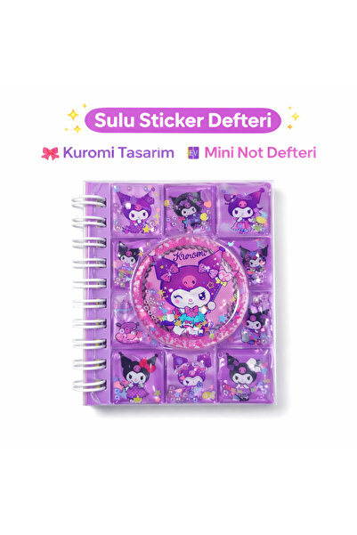 Bittox Çocuklar İçin Hediyelik Sulu Sticker Defteri-Mini Not Defteri-Kuromi K...