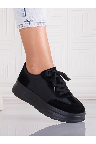 Botinelli Narella Black Casual Women's Shoes Made from Suede and Textile, Siz...