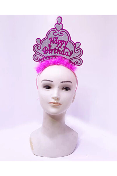 Go İthalat Happy Birthday Neon Pink Color Birthday Crown 24X15 cm (5343)