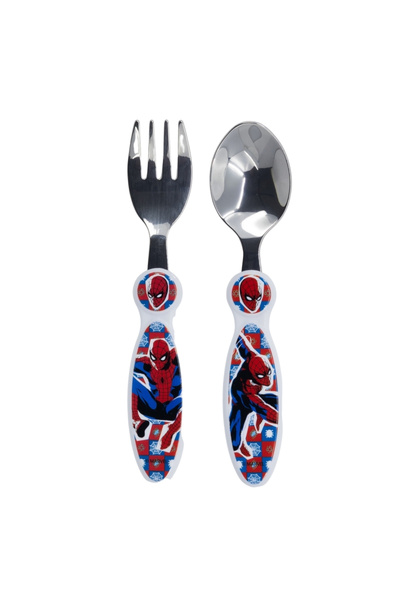 SPIDERMAN Set de 2 tacâmuri, furculiță și lingură pentru copii Spiderman, Mid...