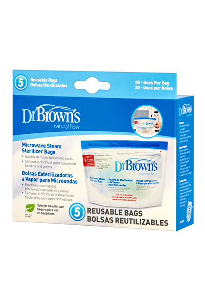 dr browns أكياس تعقيم بالبخار للميكروويف من دكتور براونز، عبوة من 5 أكياس، قا...