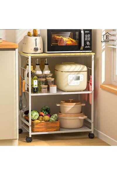 Elindor Cărucior organizator cu 3 niveluri și roți rotative la 360°, organiza...