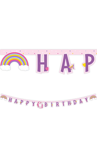 Procos Unicorn Rainbow Colors Decorative Garland, Happy Birthday Sign FS, 200...