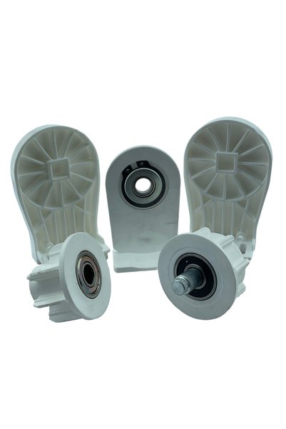 Home Double Curtain Combining Apparatus with Single Motor, White