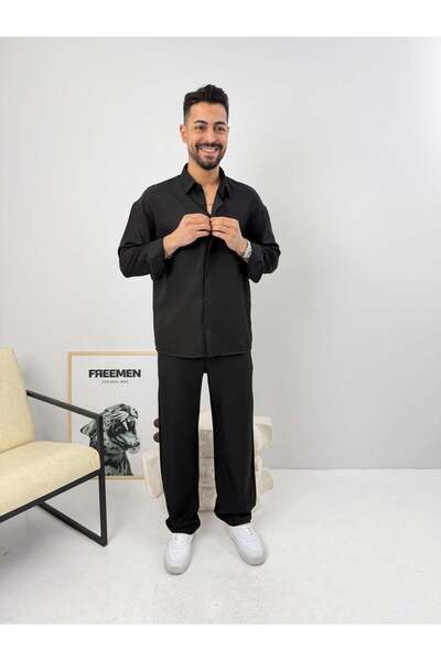 thefreemen Oversize Sofia Keten Takım Siyah