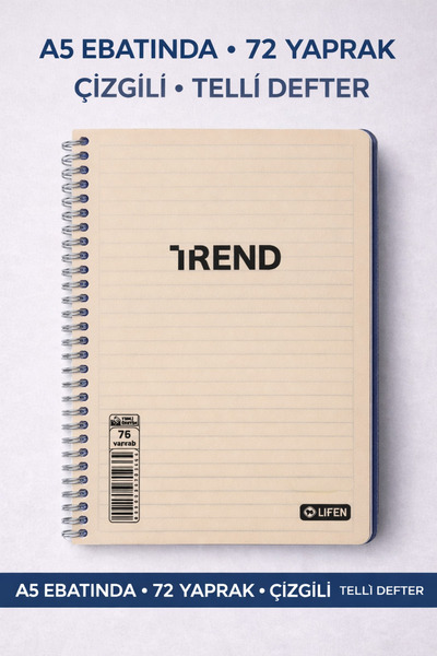 Minopi A5 Telli PP Kapak 72 Yaprak Çizgili Defter