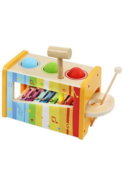 KRUZZEL Jucărie din lemn - Xilofon multicolor cu ciocan 3 ani+