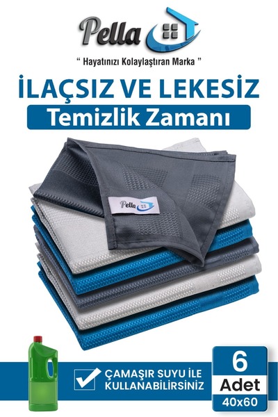 Saule 6 Lı Mikrofiber Temizlik Bezi, Cam, Araba Silme Bezi, Mutfak, Fiber Tem...