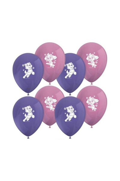 PAW PATROL Set of 8 Skye and Everest party balloons, 28 cm, Pink