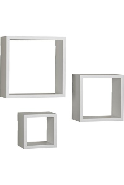 BPA ® Floating Square Cube Shelves Set of 3, White, 3 Count