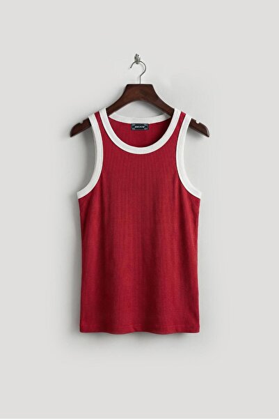 GIESTO ВАФЛЕНА БЛУЗА С ТЕСЕН КРОЙ В ЧЕРВЕН ЦВЯТ