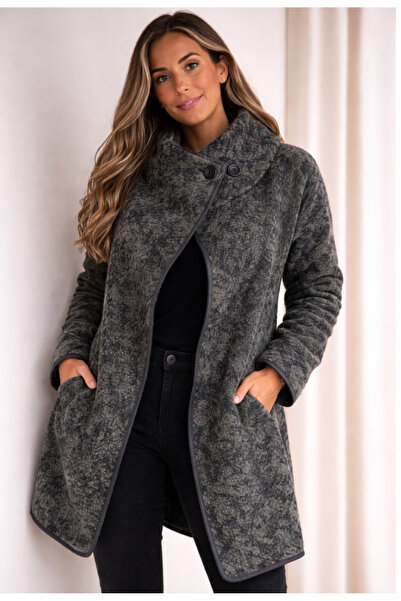 Nobrand Women's wool and acrylic coat, elegant model, buttoned collar, pocket...