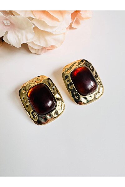 DEVİ fashion Brown Vintage Geometric Earrings 3 cm