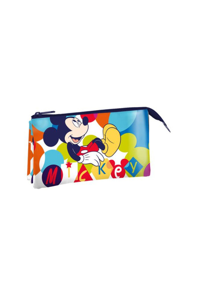 Disney Mickey Mouse Pencil case with 3 compartments, 2 zippers, unlined, Mick...