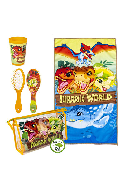 JURASSIC WORLD Set de călătorie pentru copii cu dinozauri, galben, 23 x 8 x 1...