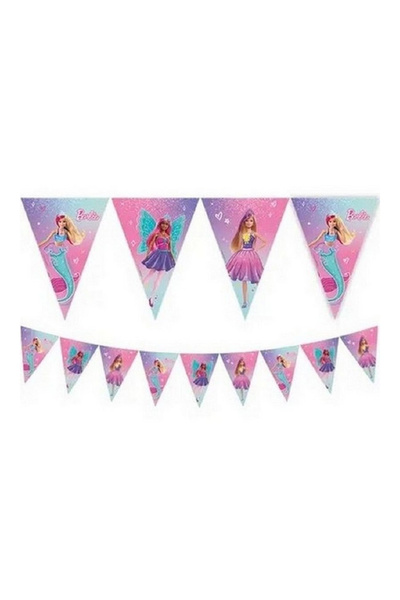 Barbie Ghirlandă cu 9 steaguri, 230 cm roz