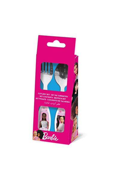 Barbie Set de 2 tacâmuri ergonomice, furculiță și lingură pentru copii Stele ...