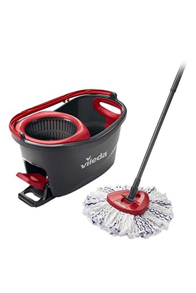 Vileda 3IN1 Turbo Spin Mop, Bucket with Mop and Wringer (Black/Red)