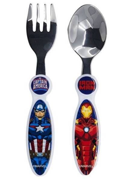 AVENGERS Σετ 2 μαχαιροπίρουνων, πιρούνι και κουτάλι για παιδιά, 15,5 cm κόκκινο