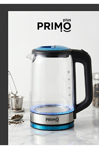 Primo Plus Glass Electric Kettle, 2.5 Liters, 2200 Watts, Model PR642 - Blue ...