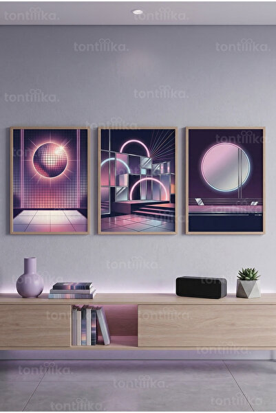 Tontilika Σετ ζωγραφικής Synthwave Geometry Neon με 3 ξύλινα πλαίσια