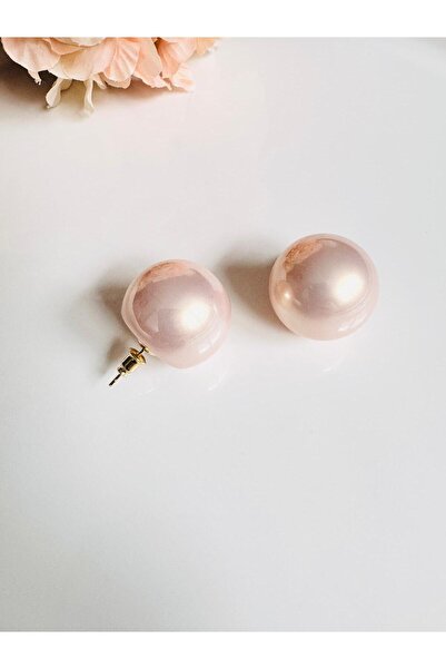DEVİ fashion Pudra Büyük İnci Top Küpe 2,5 cm