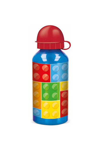 Stor Sticlă de apă din aluminiu model cuburi cărămizi 400ml albastră