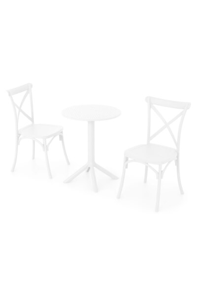 Maison Mex Set mobilier gradina/terasa 2 scaune si masa CIRCLE/SUCCOR, alb