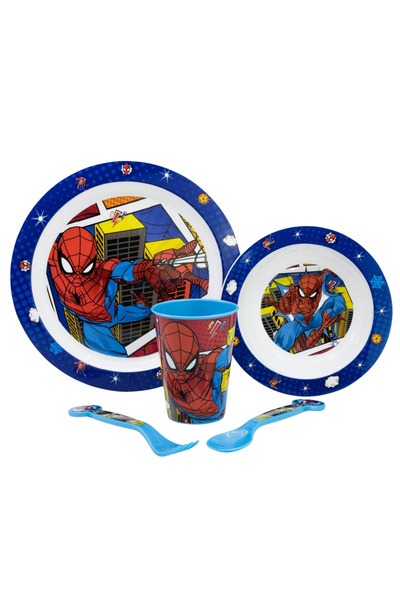 SPIDERMAN Plastic breakfast set, 5 pieces Midnight Flyer 3 years 260 ml Blue