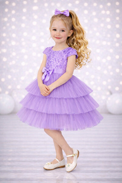 RUMİ KİDS Kız Çocuk Tokalı Kollu Abiye Parti Doğumgünü Elbisesi Eteksiz