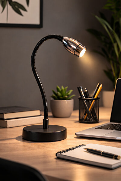 ARTILED Esnek Gövdeli LED Masa Lambası – Modern Siyah Okuma Lambası | Çalışma...