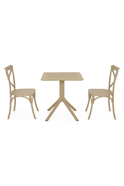 Maison Mex Set mobilier gradina/terasa 2 scaune si masa TIPPUS/SUCCOR, bej