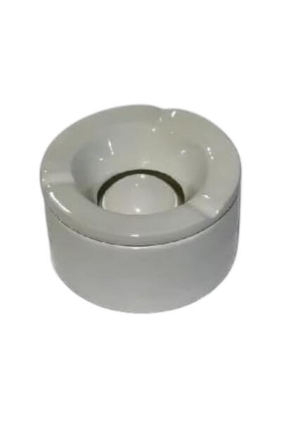 B&D Ceramic Ashtray with Cigarette Rest, White, Round Design