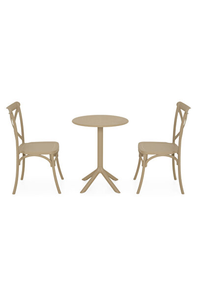 Maison Mex Set mobilier gradina/terasa 2 scaune si masa CIRCLE/SUCCOR, bej