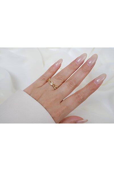 ATELİER TUĞBA Yzk288 Heart-Detail Gold Adjustable Ring
