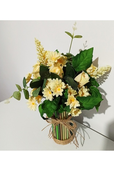 Pasiunea Florilor Πράσινη κασετίνα με κίτρινα και πράσινα λουλούδια