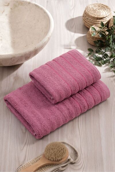 Bykutlay Set of Cotton Double Wave Pattern Towels (50*90,70*140)
