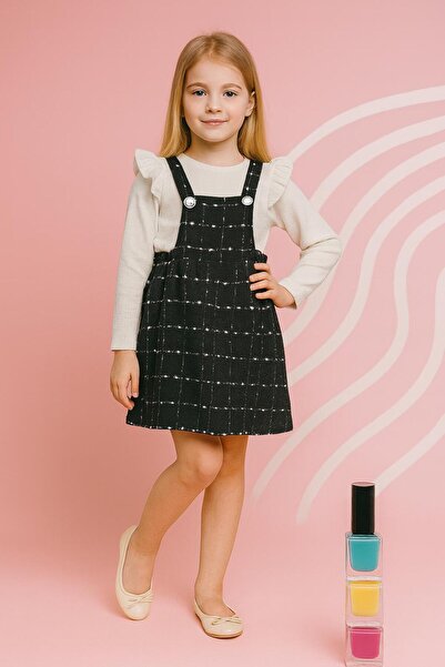 ARBİ kids Girl's Top, Twill Fabric, Badi Suspenders, Double Stylish Holiday O...