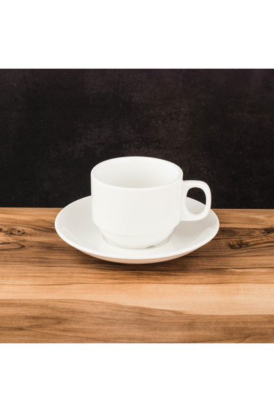 Dania White porcelain coffee cup and saucer set – 6 pieces, 170ml capacity | ...