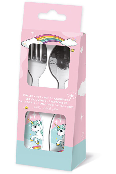 UNICORN Set de 2 tacâmuri ergonomice, furculiță și lingură pentru copii 20x7 ...