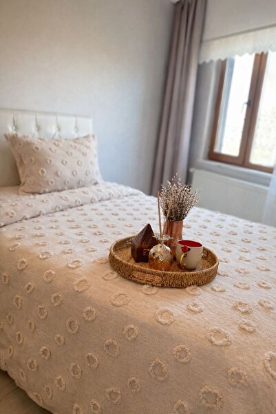 lusso stile Ponpon Single Bedspread Cappuccino 180X250 Single Pillow Single