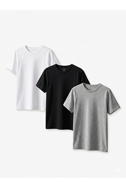 MERİCEY Tricou unisex pentru copii guler rotund cu mânecă scurtă, pachet de b...