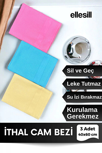 Saule İthal 3’lü Cam Bezi, Temizlik Bezi, Kurulama Bezi, Mikrofiber Bez - 40x...